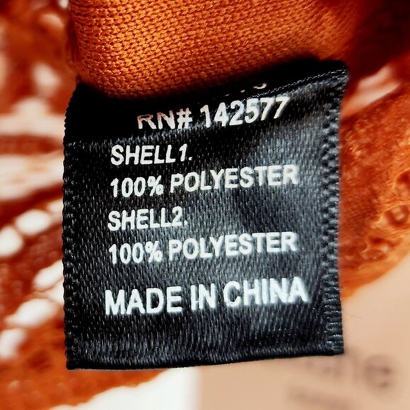 Rust Orange Lace & Sheer Ruffle Sleeve Crop Top By Blåshe Size M - Picture 10 of 10